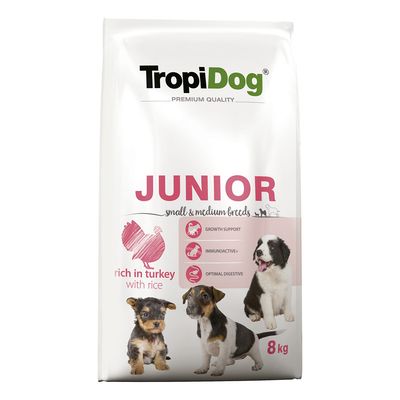 Tropidog Premium Junior Small & Medium Turkey & Rice 8kg