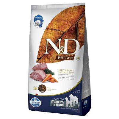 Farmina N&D Dog Brown Adult Medium & Maxi with Lamb, Carrot & Spirulina 7kg