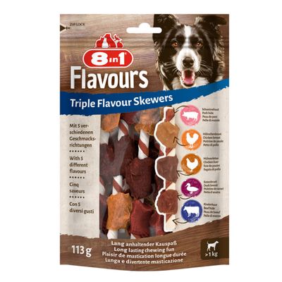8in1 Triple Flavour Skewers 113g (6 Chews)