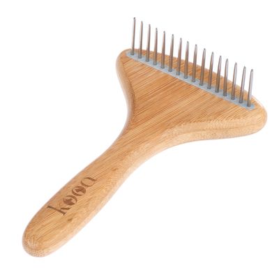 kooa Bamboo Undercoat Rake with Rotating Pins 17.5 x 10cm (L x W)