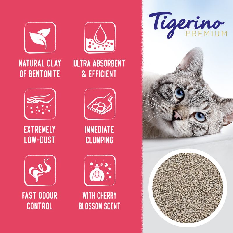 Tigerino Premium Cat Litter – Limited Edition Cherry Blossom Scented 12kg