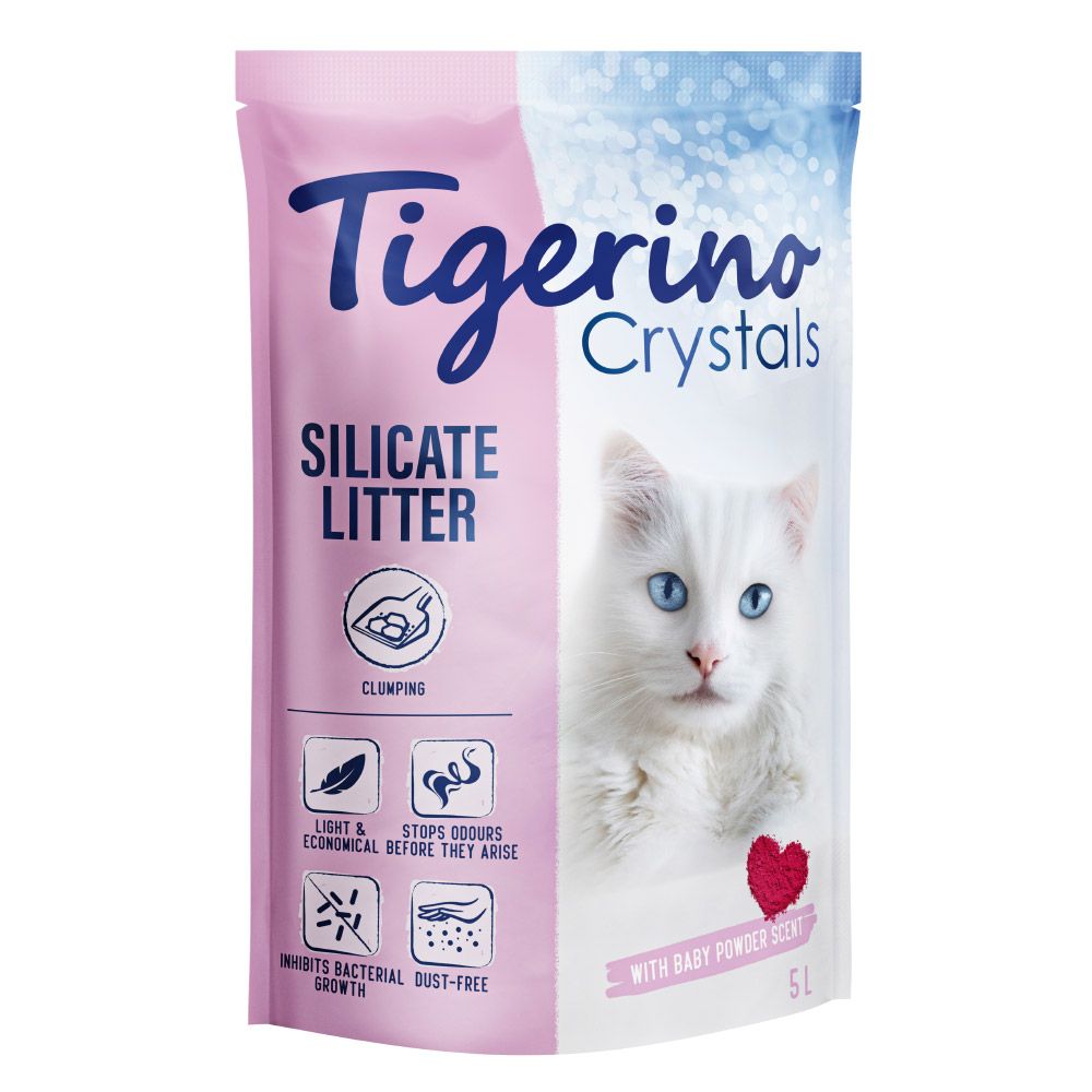 Tigerino Crystals Clumping Cat Litter – Baby Powder Scent 5l