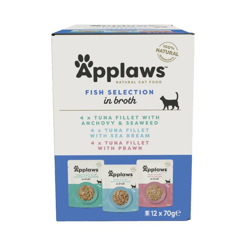 Applaws Pouches Cat Food in Broth Mixed Pack 12 x 70g Fish selection