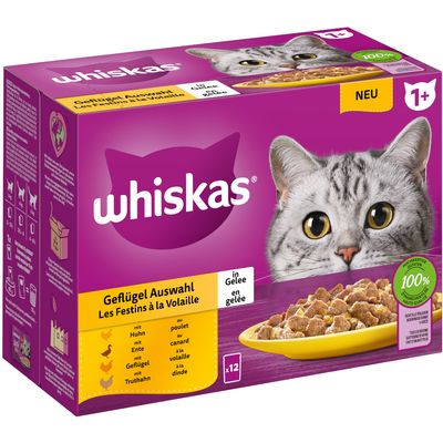 Whiskas 1+ Adult Pouches 12 x 85g Poultry Feasts in Gravy