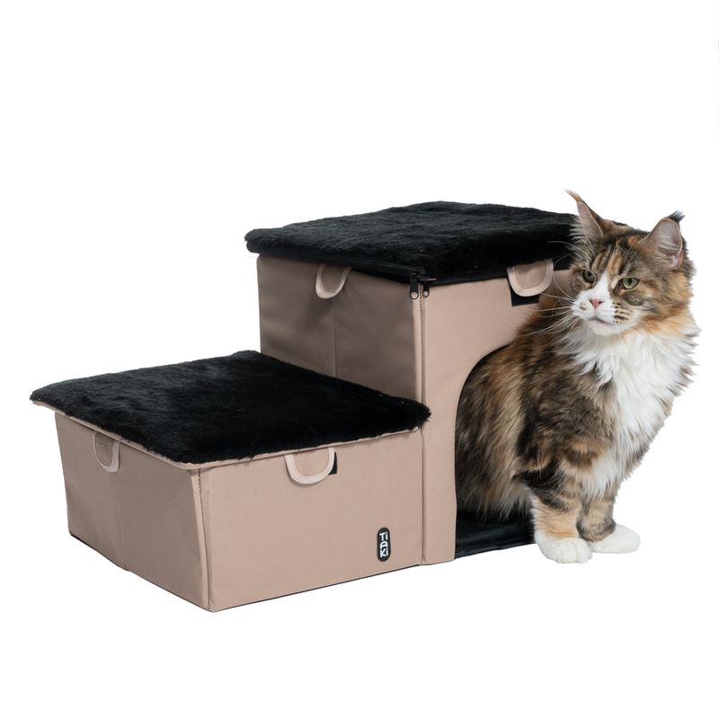 TIAKI Folding Pet Staircase with 2 Steps 62 x 39 x 35.5cm (L x W x H)