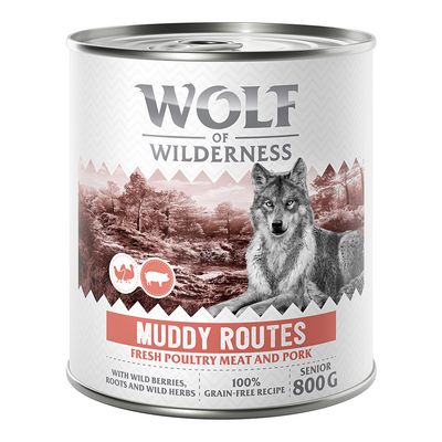 Wolf of Wilderness Senior 6 x 800g - With lots of fresh poultry Mixed Pack (2x Sandy Path, 2x Stony Creek, 2x Muddy Routes)