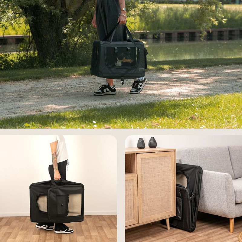 Lionto Dog Transport Box Made of Textile - Black 34 x 50 x 36cm (W x L x H)