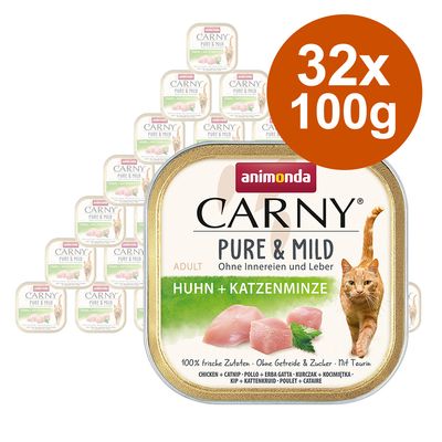 animonda Carny Adult Pure & Mild 32 x 100g Chicken & Catnip