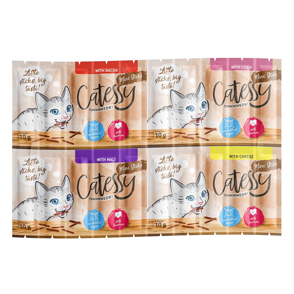 Catessy Mini-Sticks Mixed Pack 2 20 x 2g (Bacon, Liver, Malt Cheese)