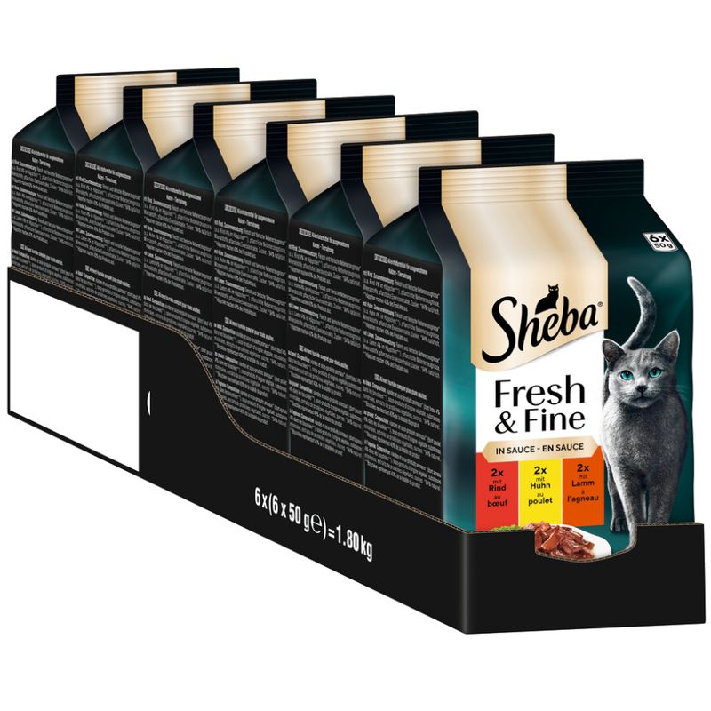Sheba Fresh Choice Mini Pouches 6 x 50g Chicken, Turkey & Duck in Gravy