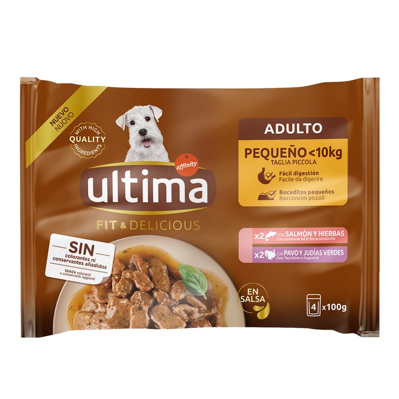 22x150g/44x100g Ultima Fit & Delicious Wet Dog Food 16 + 6/32 + 12 Free! * Paté Mini Dog Salmon (22 x 150g)