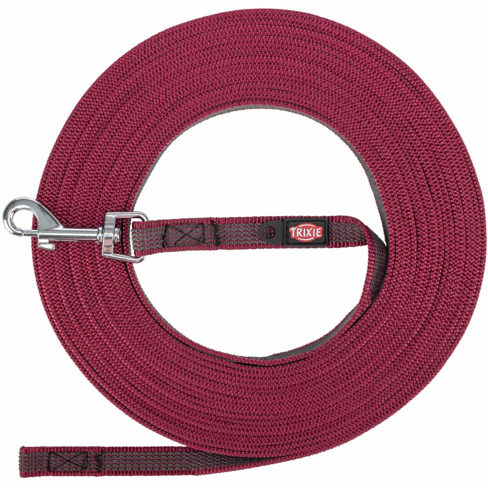 Trixie Rubber Drag Lead - Sangria Size: S-M: 5m long/15mm wide
