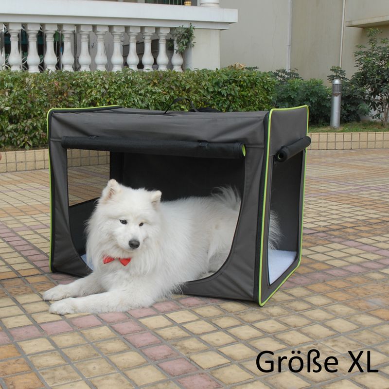 First Class Basic Transport Crate Size S: 53.5 x 38 x 46cm (L x W x H) Grey-Brown & Neon Green