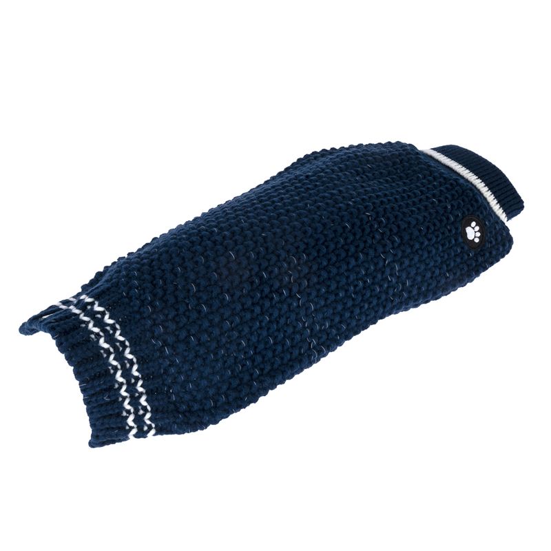 TIAKI Reflective Knit Dog Jumper - Dark Blue approx. 35cm Back Length