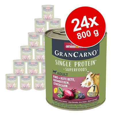 animonda GranCarno Superfoods Adult 24 x 800g Chicken, Spinach, Raspberries & Pumpkin Seeds