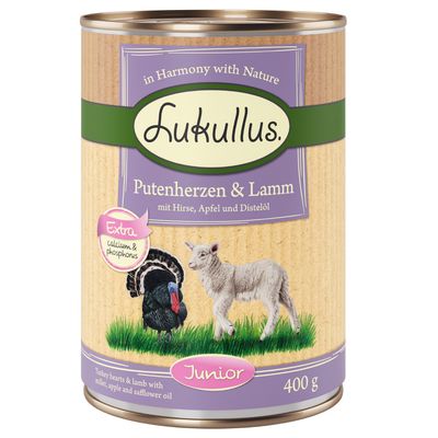 Lukullus Junior Turkey Hearts & Lamb 6 x 400g