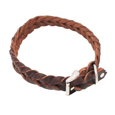 Heim Braided Leather Collar - Brown 28 - 35cm neck circumference, 25mm wide