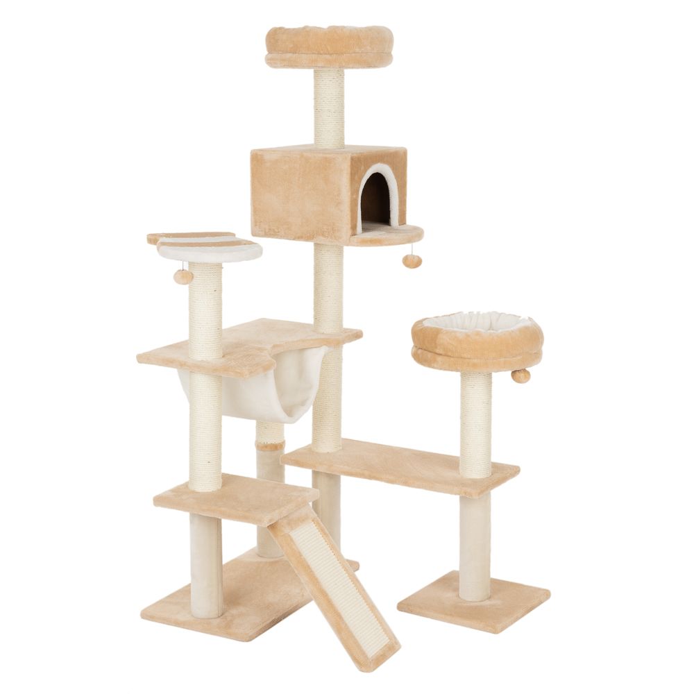 Gingerbread House Cat Tree with Ladder Beige