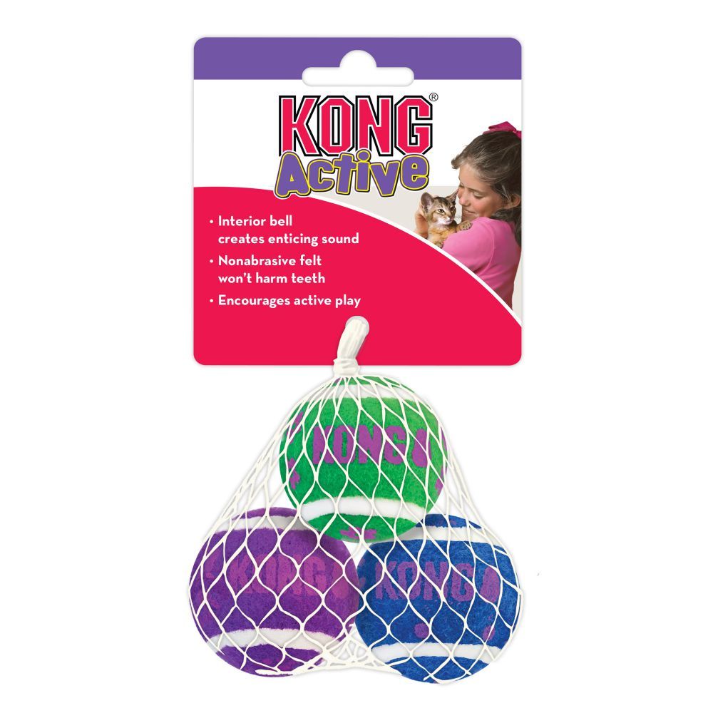KONG Active Cat Tennis Balls with Bells 3 piece
