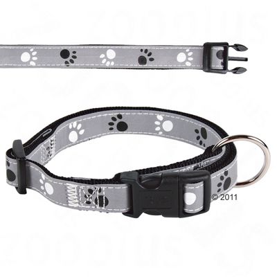 Trixie Reflective Paws Dog Collar - Silver S/M