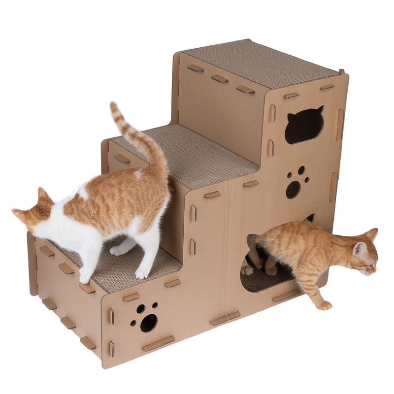 TIAKI Scratching Stairs Puzzle for Cats 70 x 40 x 60 cm (L x W x H)