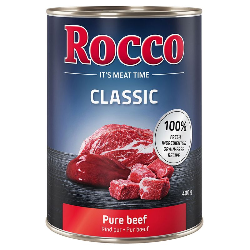 Rocco Classic Mixed Trial Pack 6 x 400g Topseller Mix: Pure Beef, Beef/Poultry Hearts, Beef/Chicken