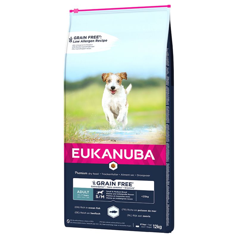 Eukanuba Grain-Free Small & Medium Breed Adult with Ocean Fish 12kg