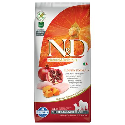Farmina N&D Grain Free Pumpkin Adult Medium & Maxi with Chicken & Pomegranate 12kg