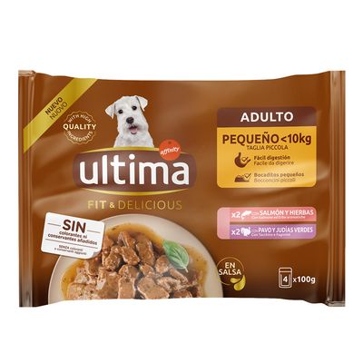 22x150g/44x100g Ultima Fit & Delicious Wet Dog Food 16 + 6/32 + 12 Free! * Paté Mini Dog Salmon (22 x 150g)