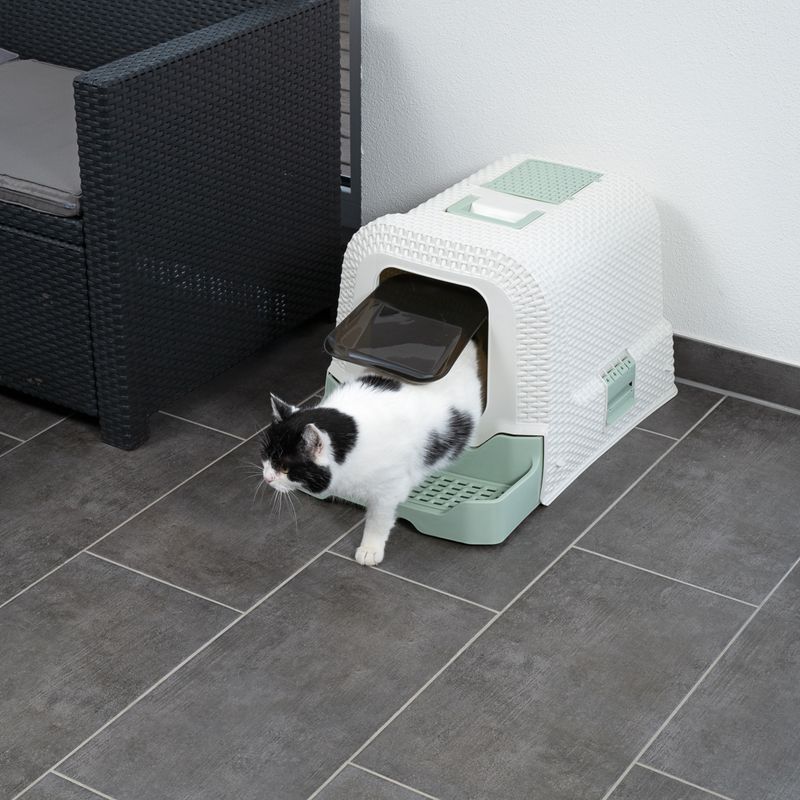 kooa Hooded Litter Draw with Litter Drawer White / Mint