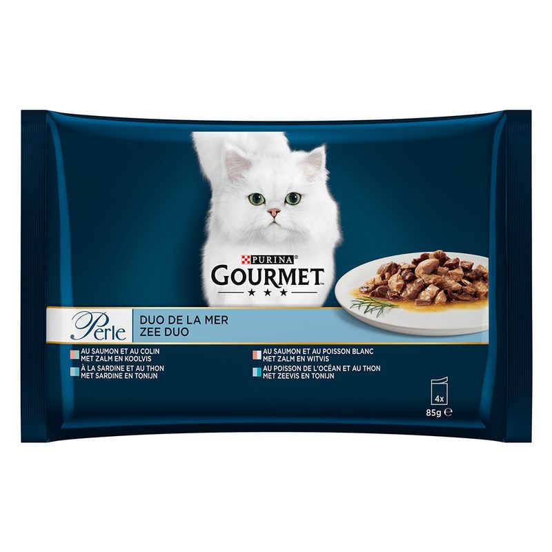 Gourmet Perle Mixed Pack 4 x 85g Turkey, Tuna, Duck & Lamb