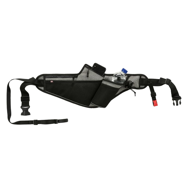 Trixie Jogging Belt with Leash - Grey/ Black Belt: 70 – 130 cm, Leash: 115 – 150 cm / 20mm