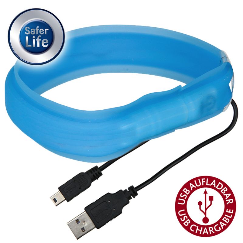 Trixie USB Flash Light Collar – Long Hair M-L: 50cm x 30mm (L x Diameter)