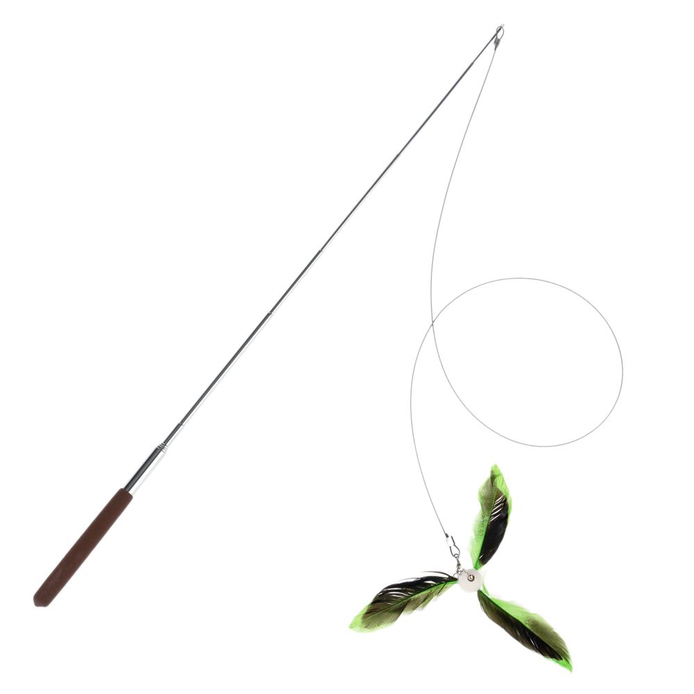 TIAKI Telescopic Cat Fishing Rod with Feathers 1 Toy