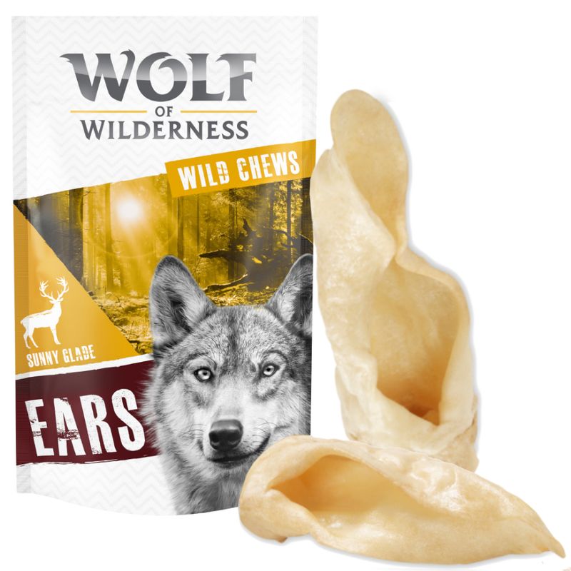 Wolf of Wilderness Dried Ears Dog Chews Trial Pack Dried Cow Ears with Fur (approx. 120g, approx. 3 pcs)