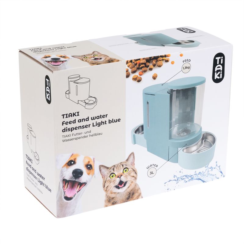 TIAKI Light Blue Food and Water Dispenser Up to 1.3kg Dry Food & 3L Water