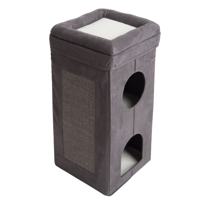 Soft'n Scratchy Collapsible Cat Tower Charcoal / White