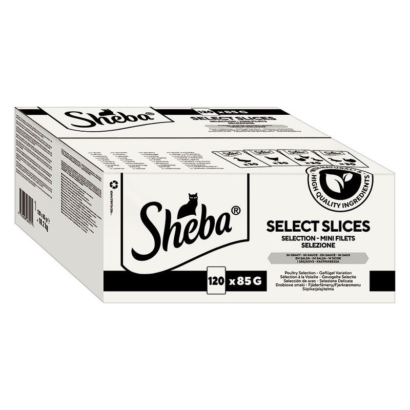 Sheba Pouches Select Slices in Gravy Mega Pack 120 x 85g Poultry Collection in Gravy
