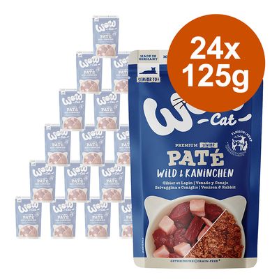 WOW Cat Senior Paté Saver Pack 24 x 125g Game & Rabbit