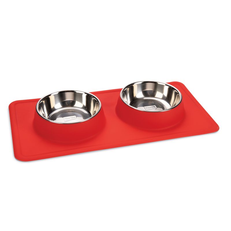 Karlie Stainless Steel Silicone Dex Diner Set Dog Bowl 2 x 350ml, 14cm diameter Black