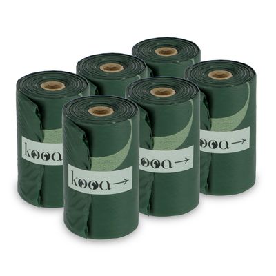 kooa Biodegradable Dog Poop Bags 6 Rolls (15 bags per roll)