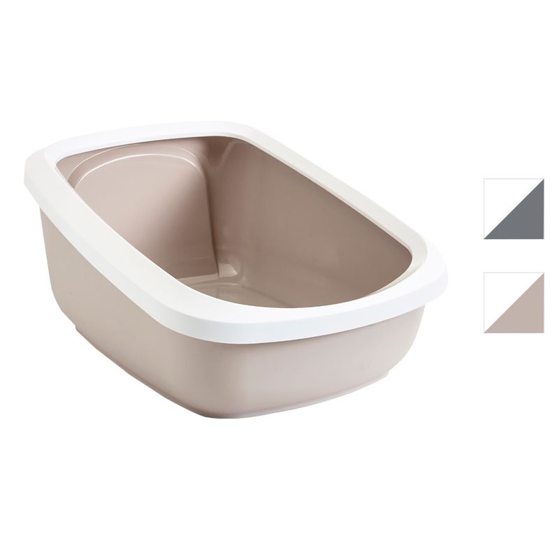 Savic Aseo Jumbo Cat Litter Tray with High Edge - 67.5cm Light Grey / White