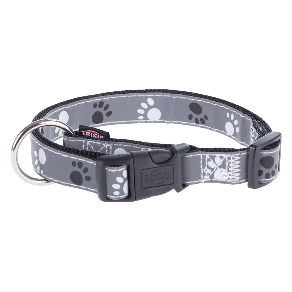 Trixie Reflective Paws Dog Collar - Silver S/M