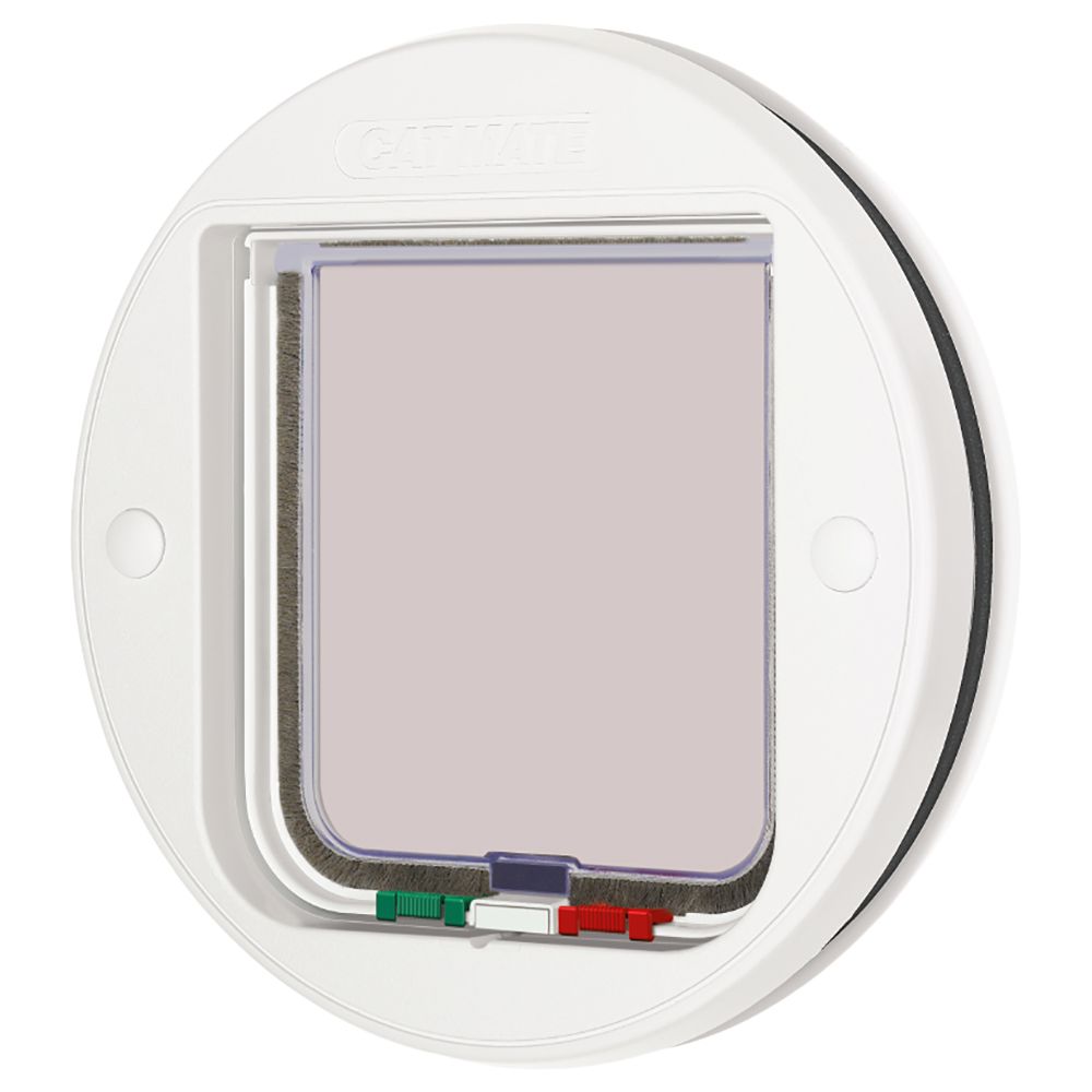 Cat Mate Glass Fitting Cat Flap - 4 Way Lock White