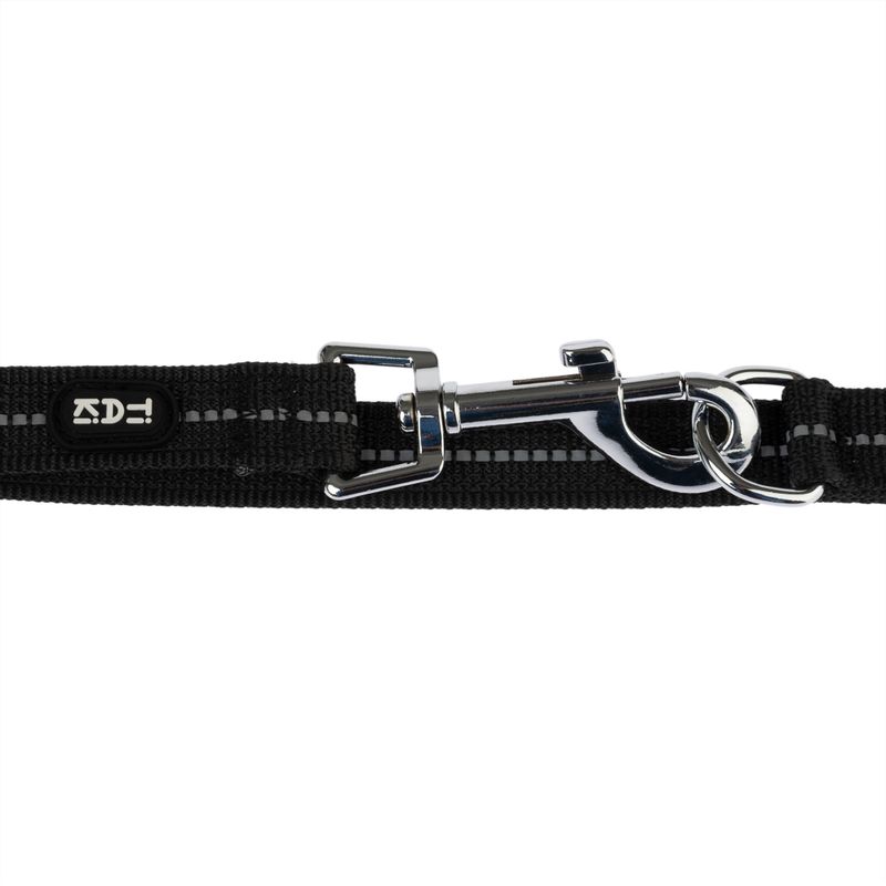 TIAKI Reflective Rubber Dog Leash, black 200 cm long, 20 mm wide