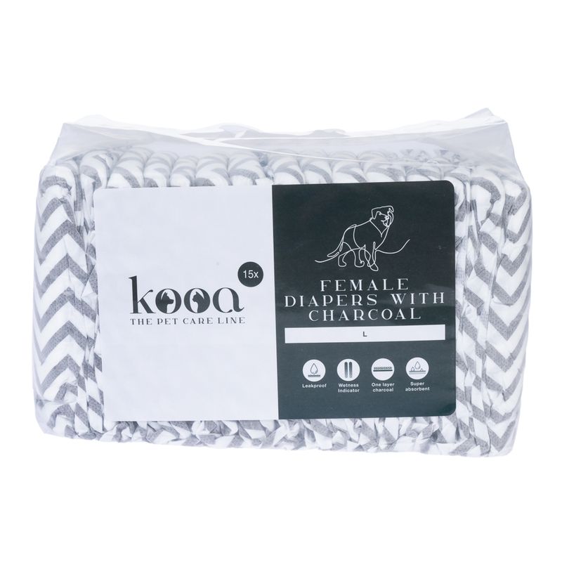 kooa Female Dog Nappies with Charcoal Size XS