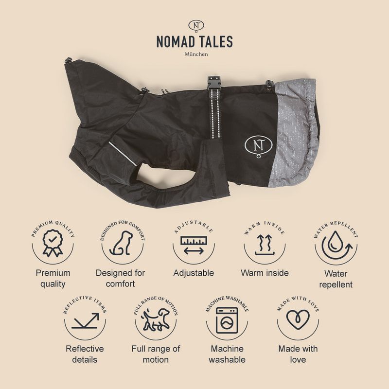 Nomad Tales Bloom Dog Coat - Black approx. 30cm Back Length