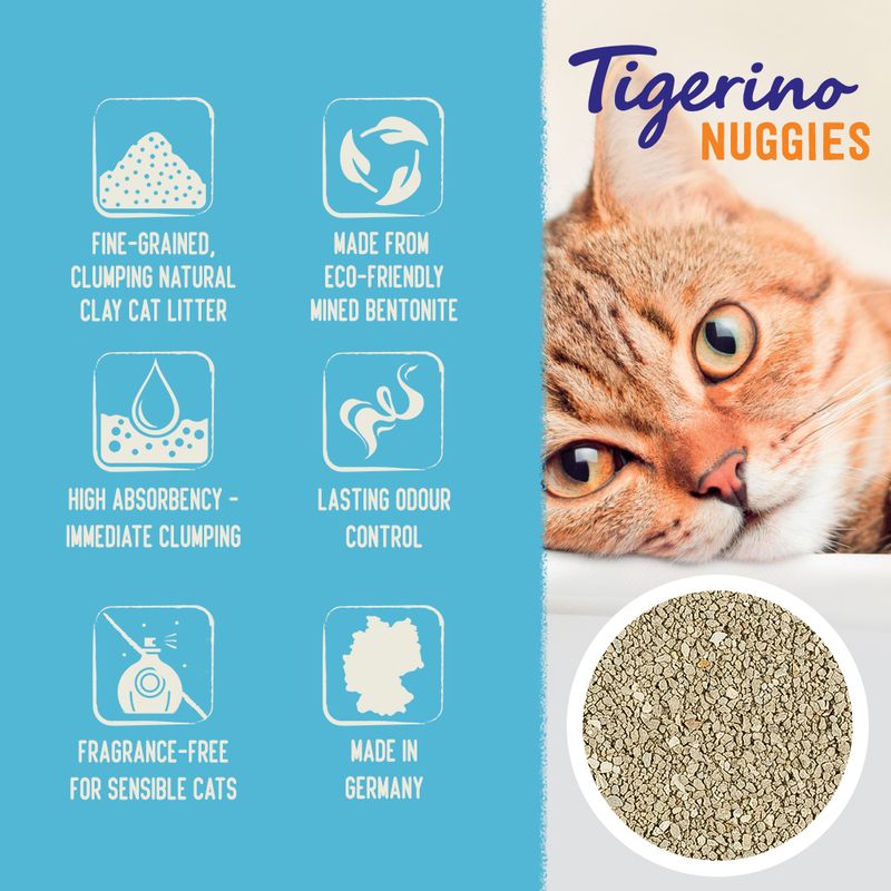 Tigerino Nuggies Sensitive Cat Litter – Unscented 14l