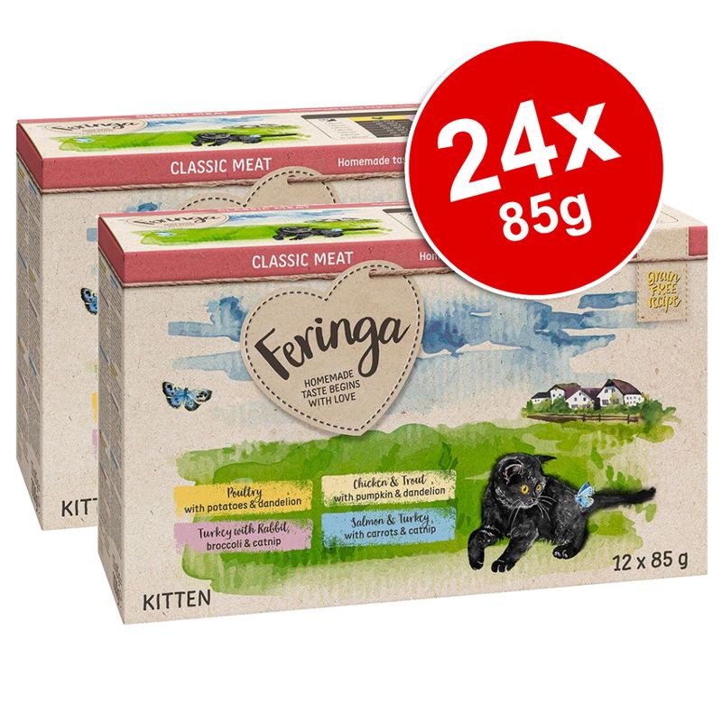 Feringa Classic Meat Menu Kitten Pouches Saver Pack 24 x 85g Mixed Pack 1: 4 Varieties