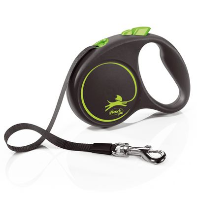 flexi Black Design Harness Leash - Green - 5m Size S: up to 15 kg